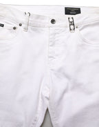 White Cotton Skinny Mid Waist Denim Jeans