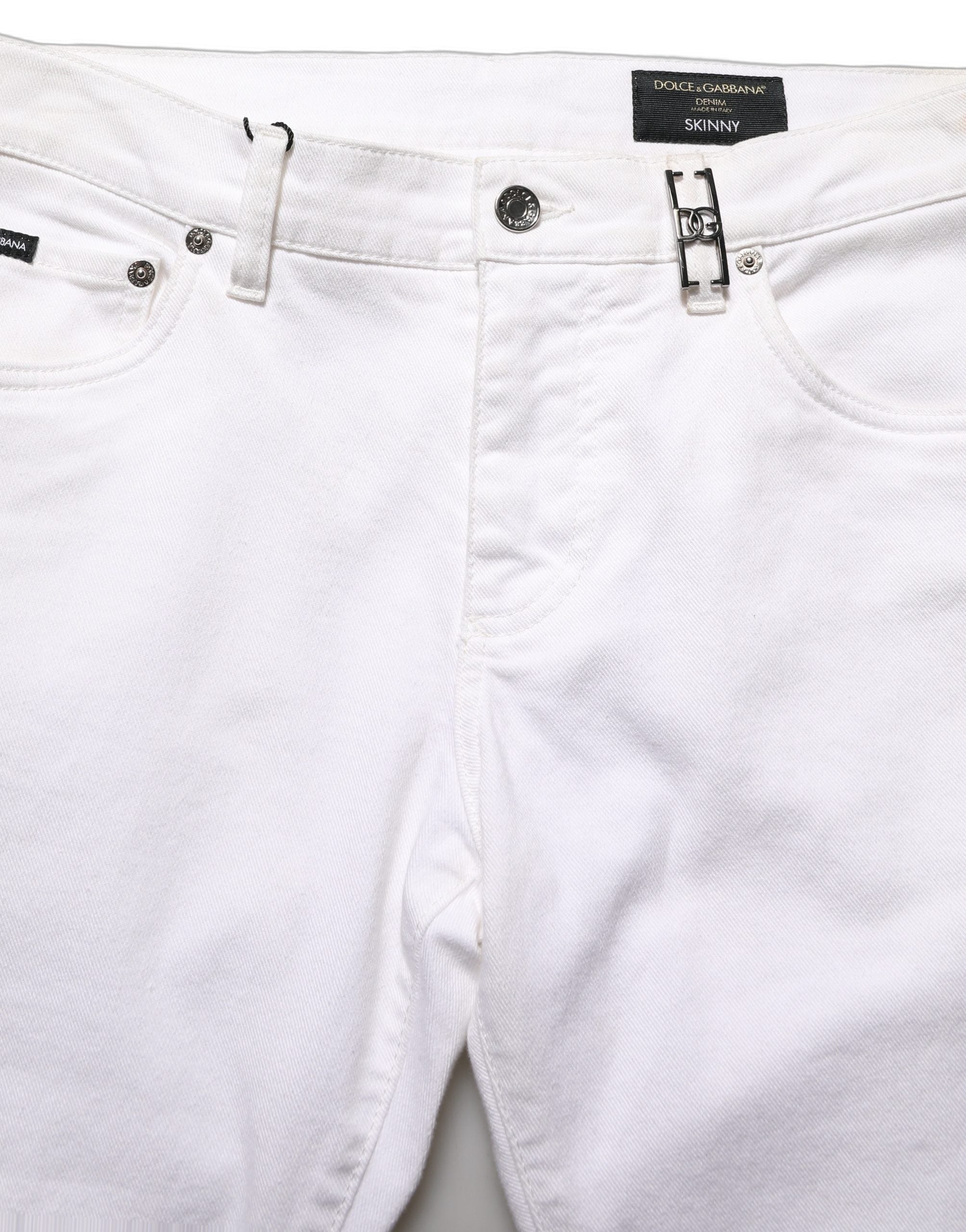 White Cotton Skinny Mid Waist Denim Jeans
