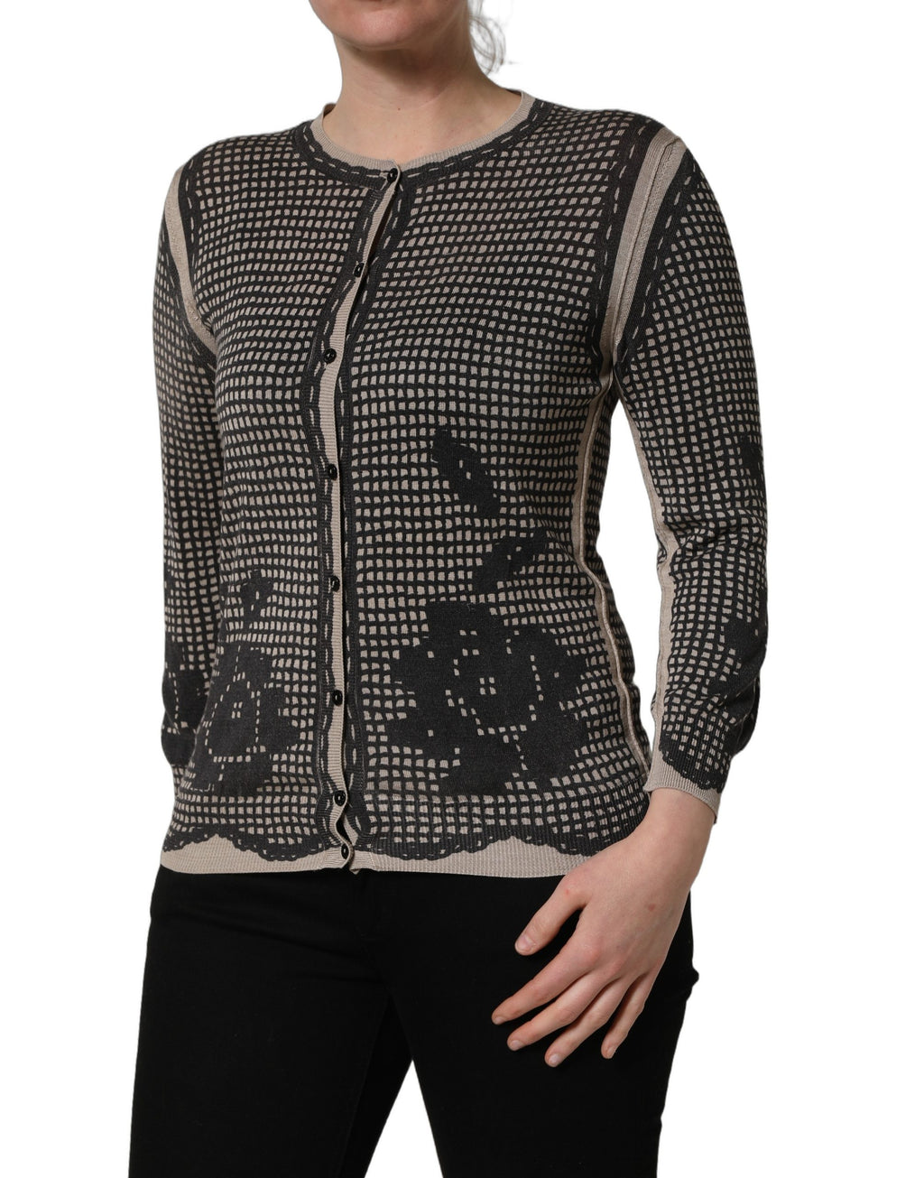 Black Floral Lace ButtonDownCardigan Sweater