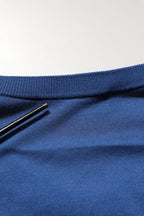 Blue Silk DG Logo Crew Neck Pullover Sweater