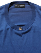 Blue Silk DG Logo Crew Neck Pullover Sweater