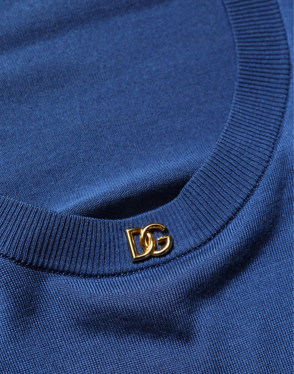 Blue Silk DG Logo Crew Neck Pullover Sweater