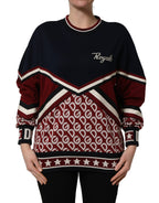 Blue Red Paneled 'Royals' Patch Sweatshirt Sweater