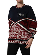 Blue Red Paneled 'Royals' Patch Sweatshirt Sweater