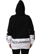 BlackWhite Appliqué Hooded Sweatshirt Sweater