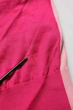 Pink Short Sleeves Buttoned Ascot Collar Top
