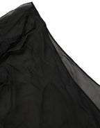Black Wrap Sheer Chiffon One Shoulder Top