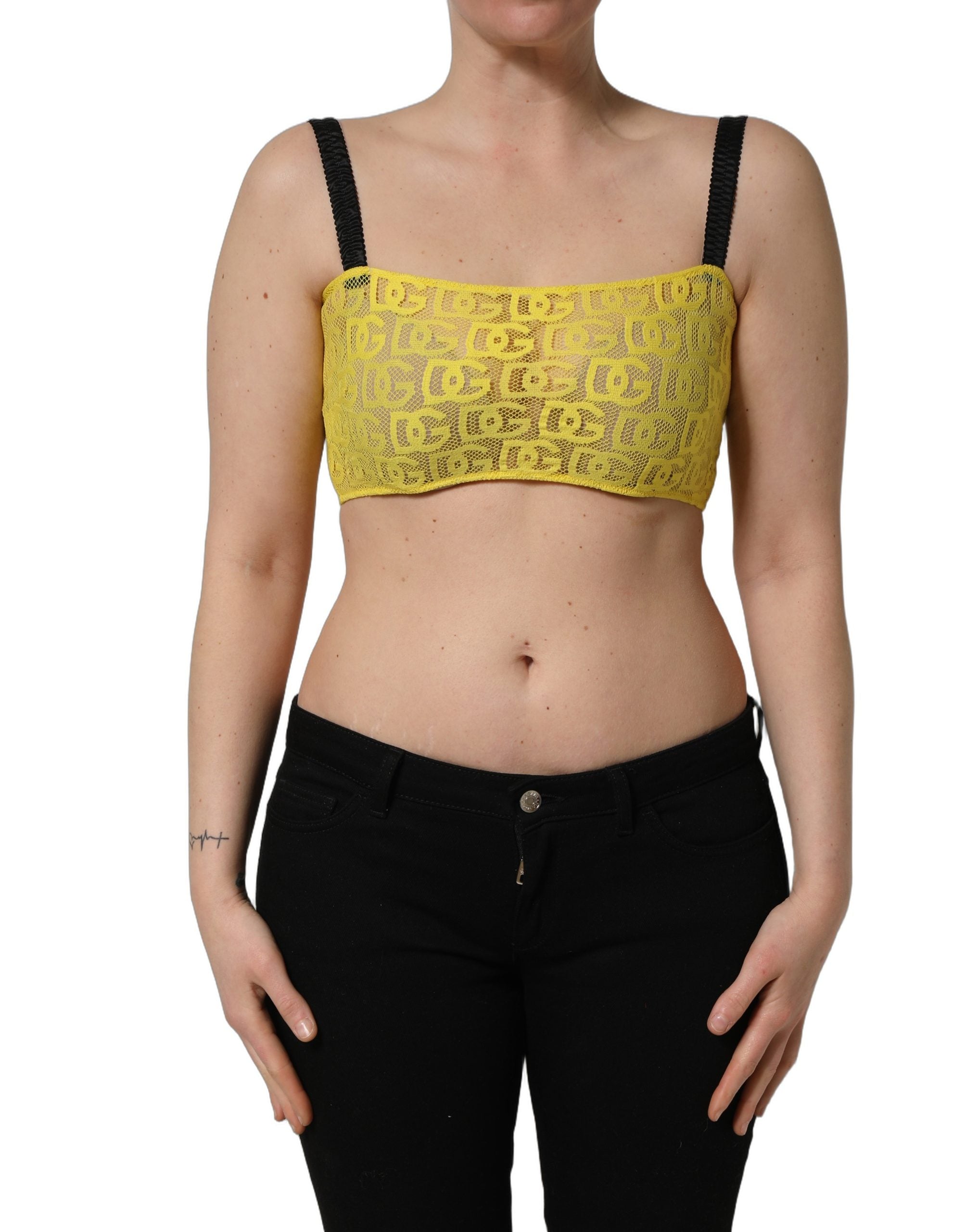 Yellow Cotton Crepe Chiffon Crop Bralette Top