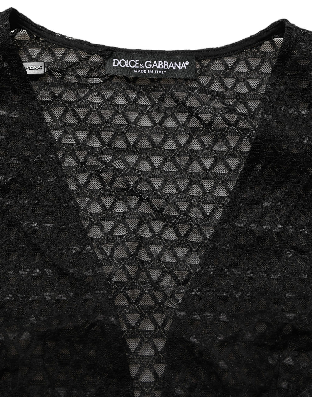 Black Nylon Fishnet Long Sleeve Cropped Top