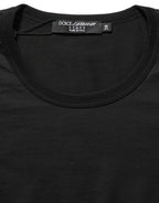 Black Cotton Round Neck Short Sleeve T-shirt