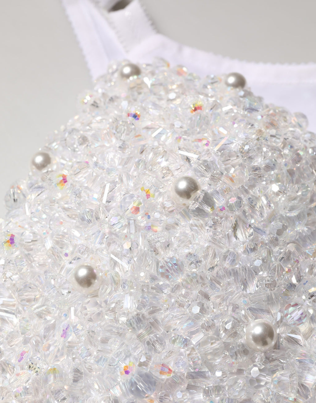 White Pearls Beaded Corset Bustier Crop Top