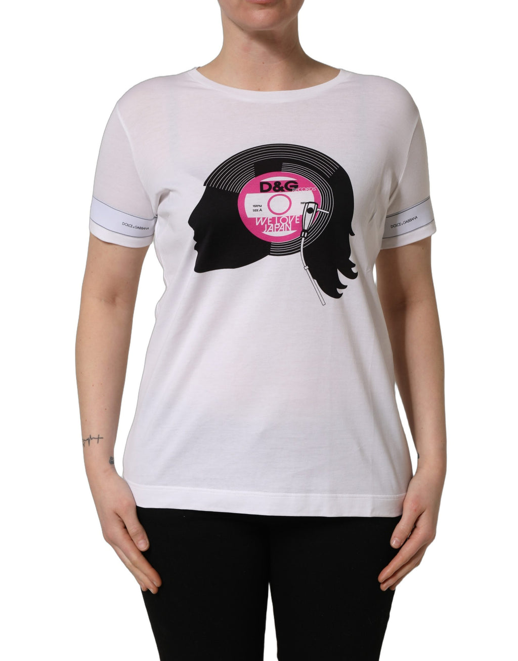 White D&G WE LOVE JAPAN Print Cotton T-shirt