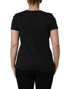 Black Tropical Jungle Round Neck T-shirt