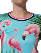 Multicolor Flamingo ZebraStriped Trim T-shirt