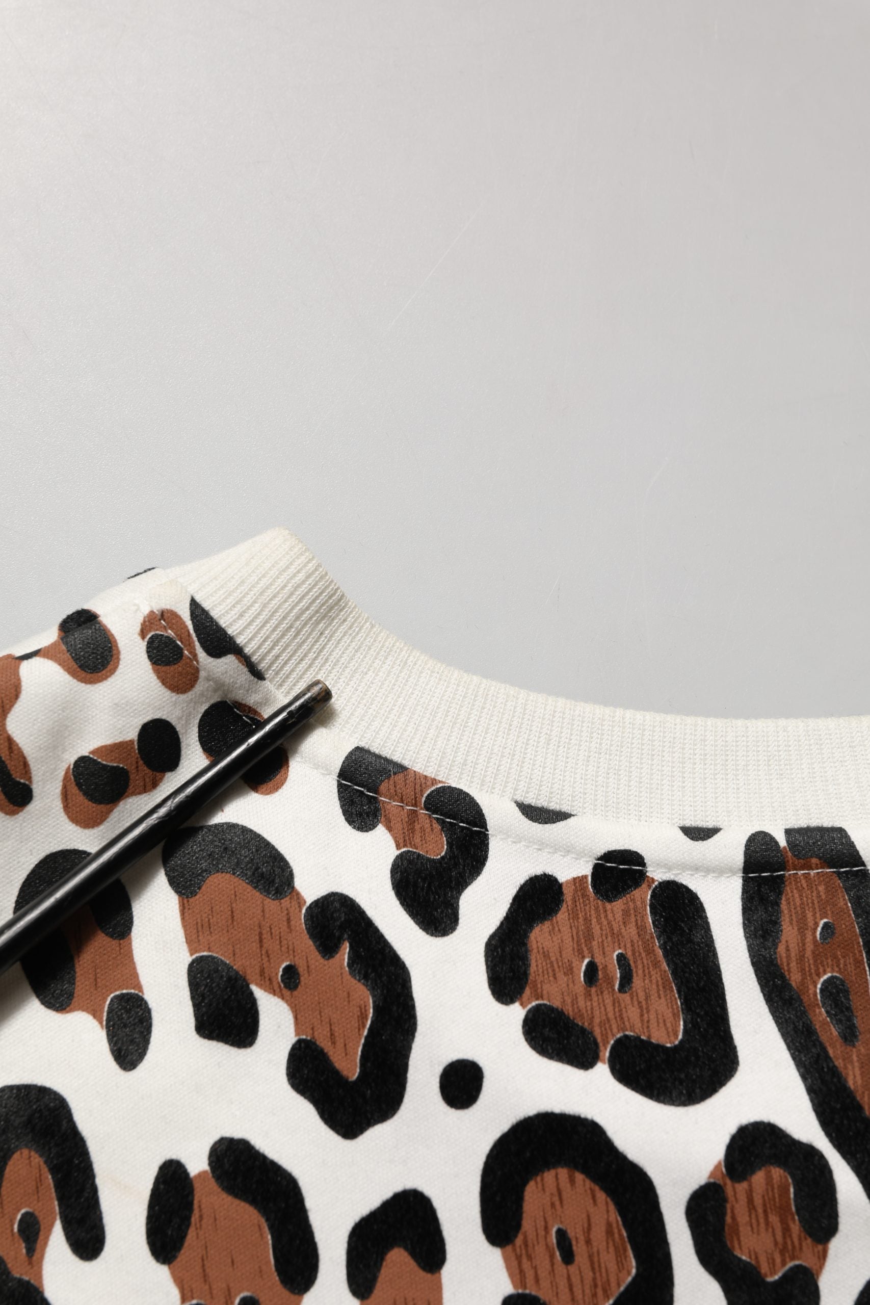 Multicolor Leopard Print Crew Neck T-shirt