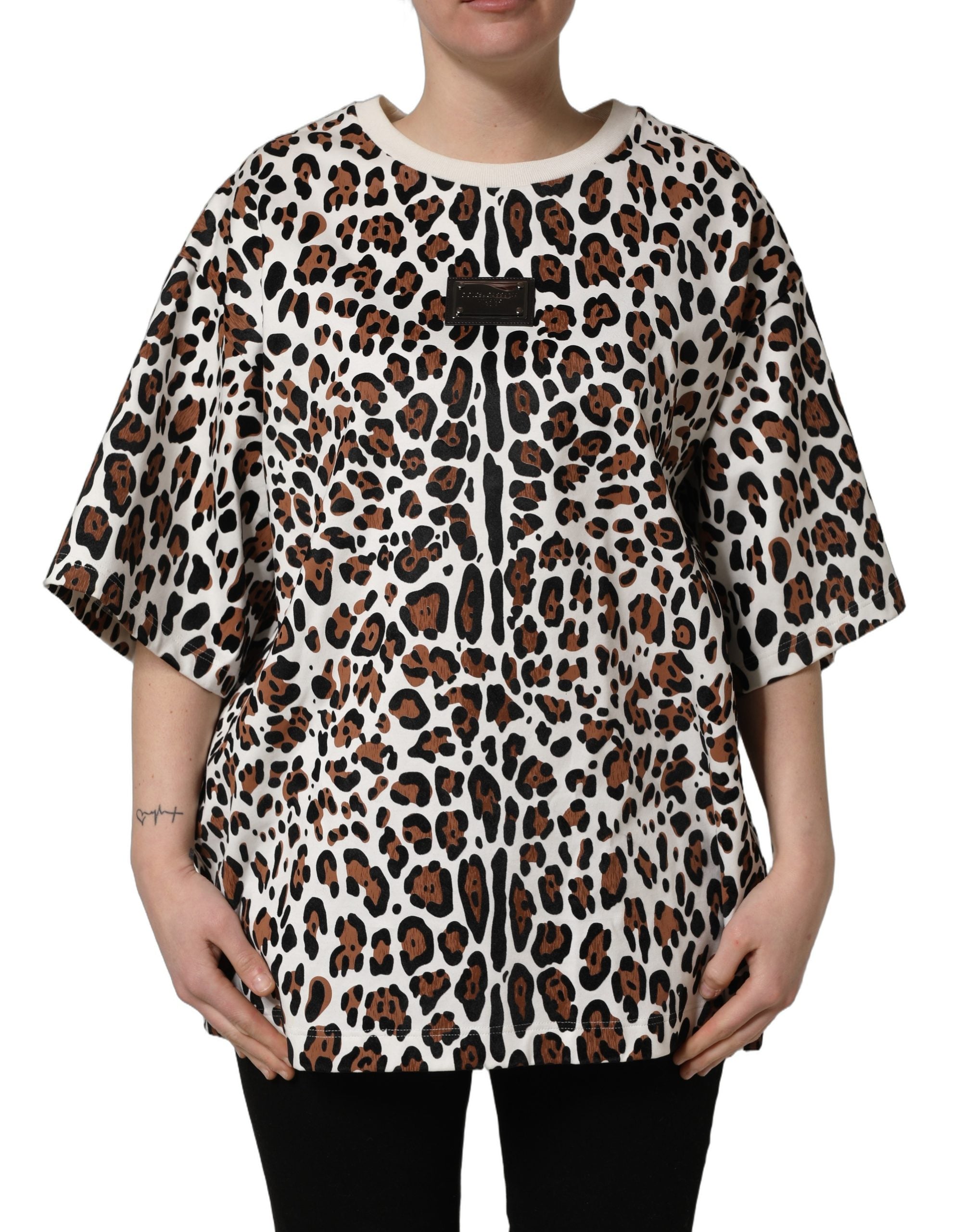 Multicolor Leopard Print Crew Neck T-shirt