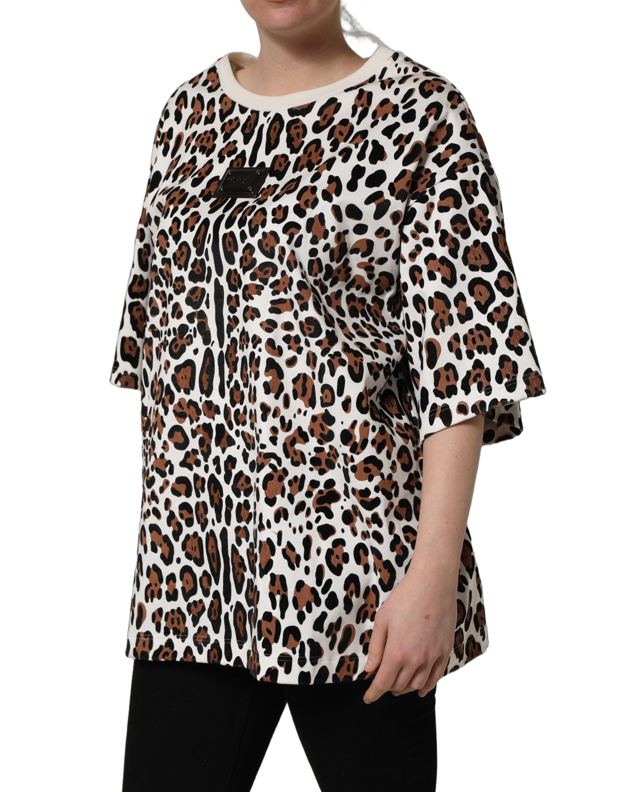 Multicolor Leopard Print Crew Neck T-shirt