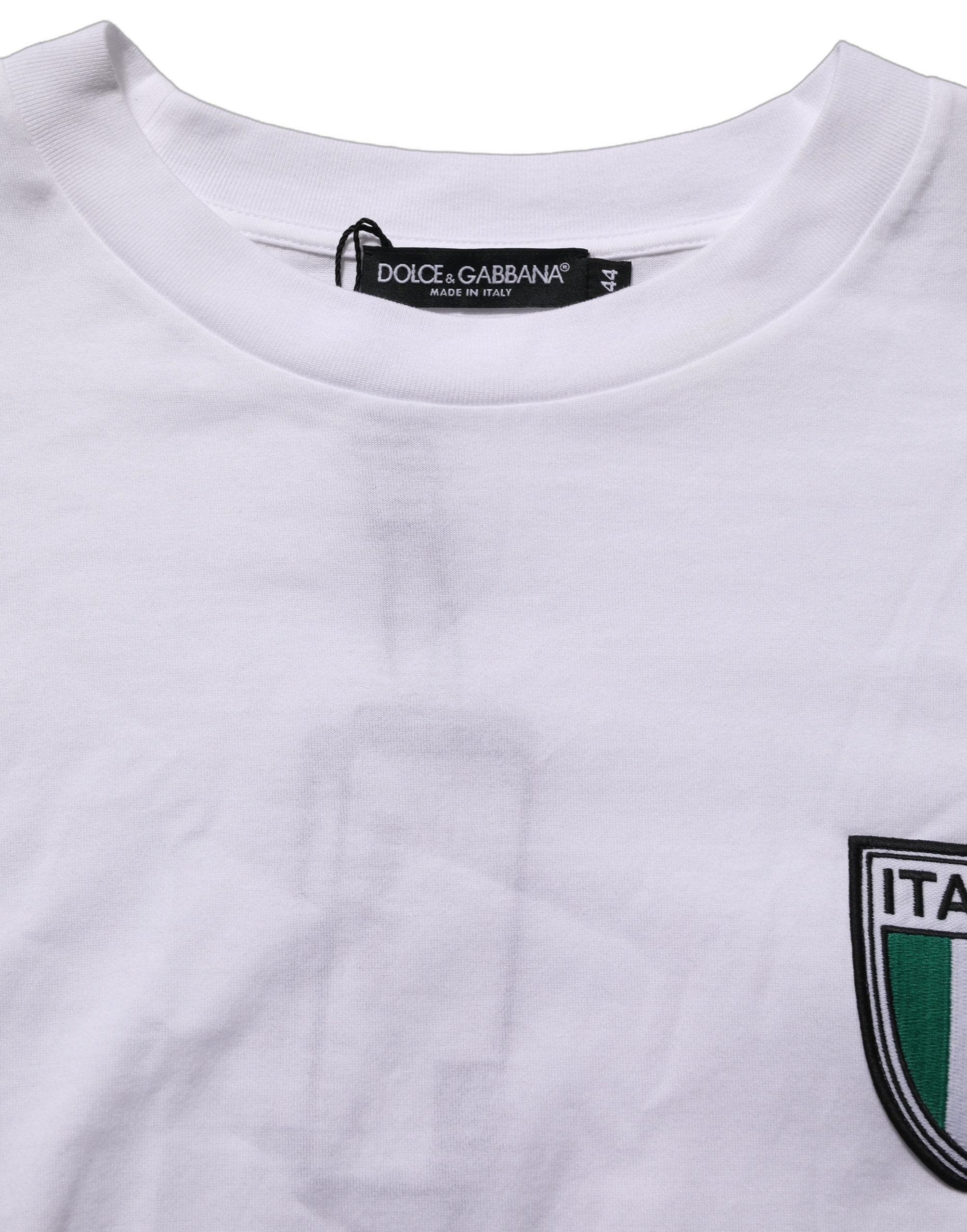 White Italia Flag Patch Round Neck T-shirt
