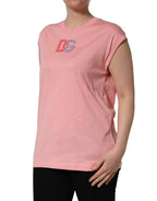 Pink Cotton DG Logo Round Neck Tank T-shirt