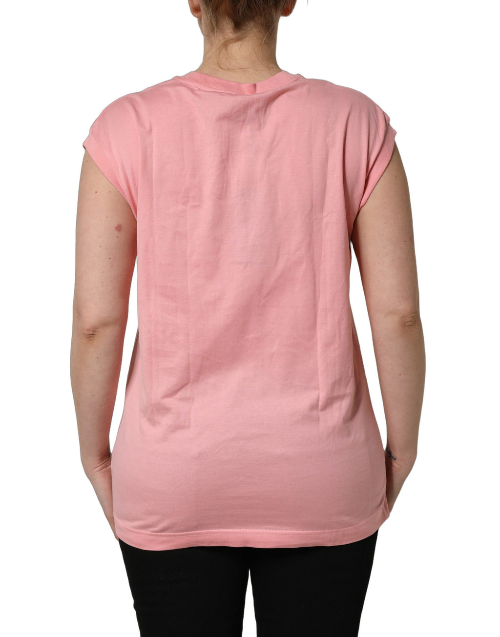 Pink Cotton DG Logo Round Neck Tank T-shirt