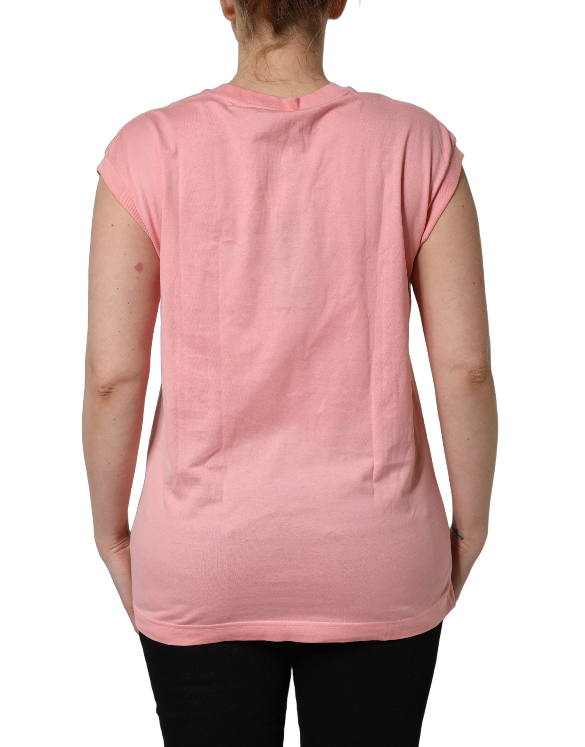 Pink Cotton DG Logo Round Neck Tank T-shirt