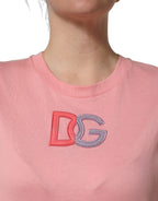 Pink Cotton DG Logo Round Neck Tank T-shirt