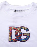 White Cotton DG Logo Patch Crew Neck T-shirt