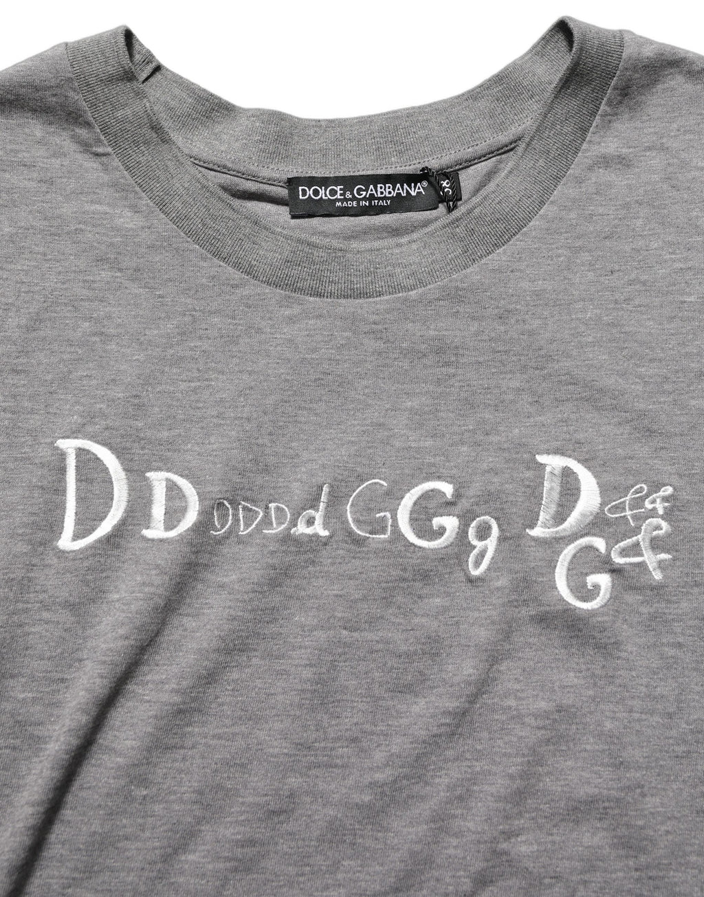 Gray Logo Embroidery Short Sleeve T-shirt