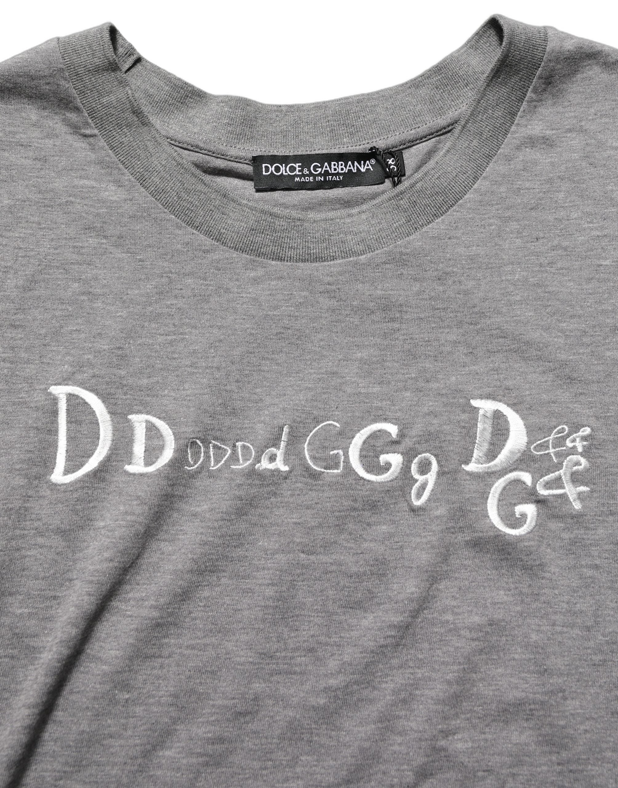 Gray Logo Embroidery Short Sleeve T-shirt