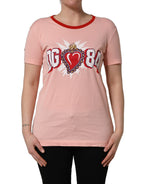 Pink Graphic Print Cotton Crew Neck T-shirt
