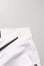 White Cotton Skinny Mid Waist Denim Jeans