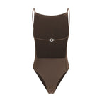 Brown Polyamide One-Piece Swimsuit