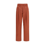 Orange Cotton Casual Pants
