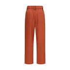 Orange Cotton Casual Pants