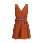 Orange Cotton Casual Dress