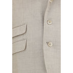 Beige Silk Two-Piece Suit