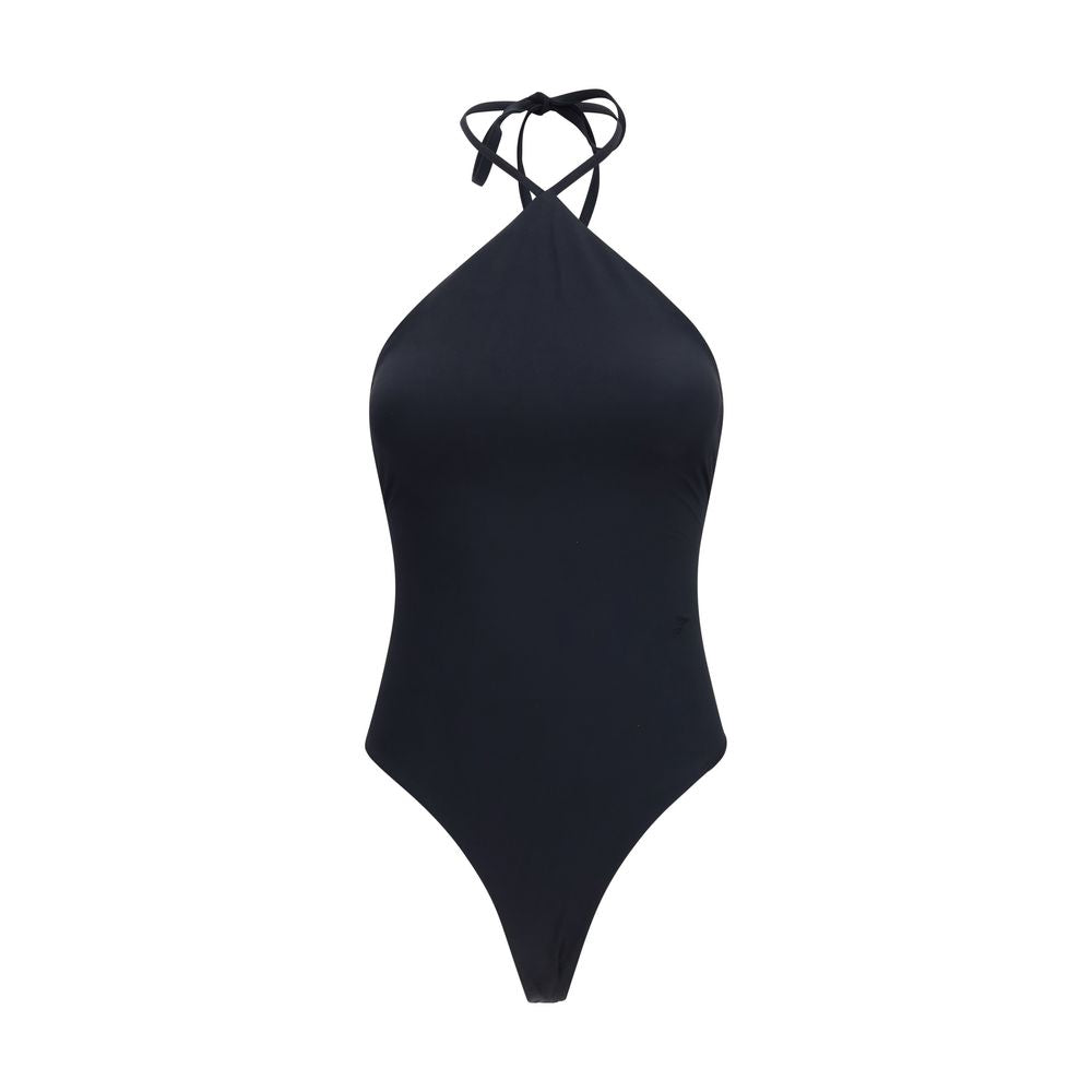 Black Nylon One-Piece Swimsuit