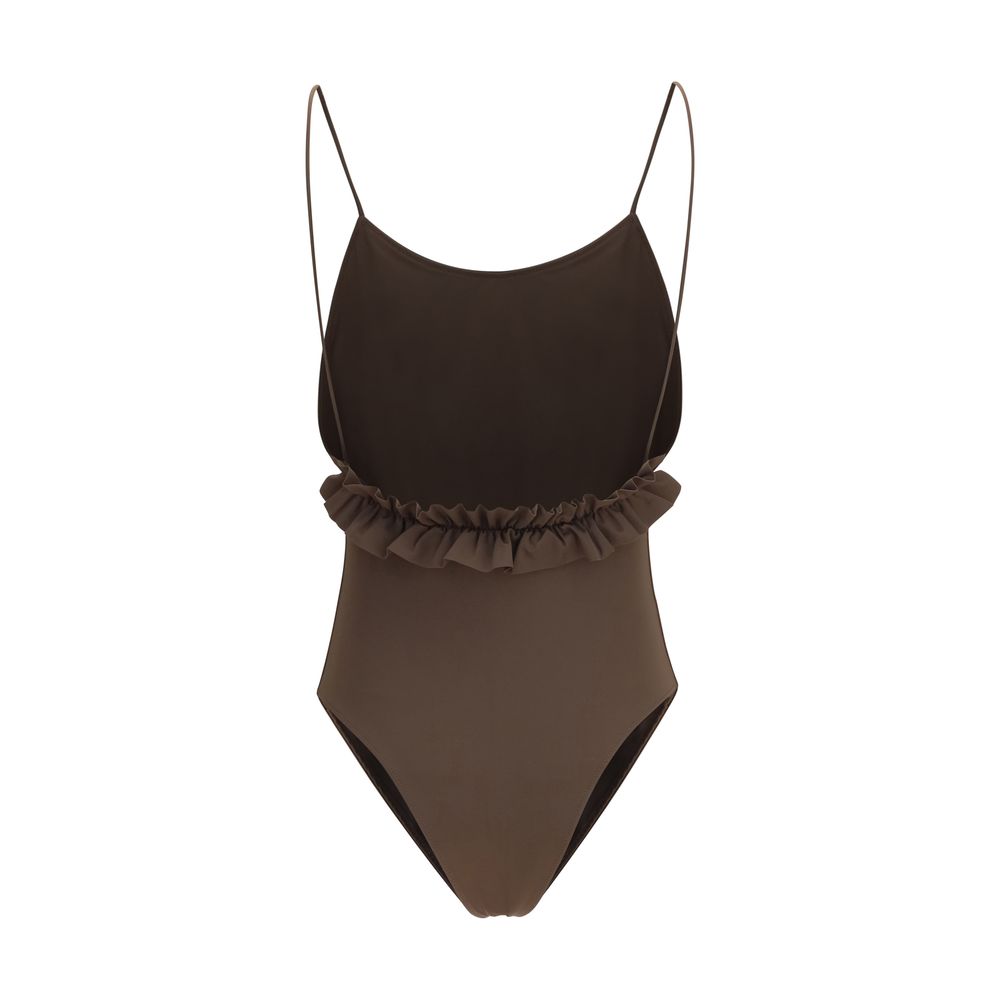 Brown Polyamide One-Piece Swimsuit