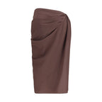 Brown Polyester Midi Skirt