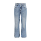 Blue Cotton Straight-Leg Jeans