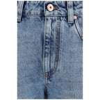 Blue Cotton Straight-Leg Jeans