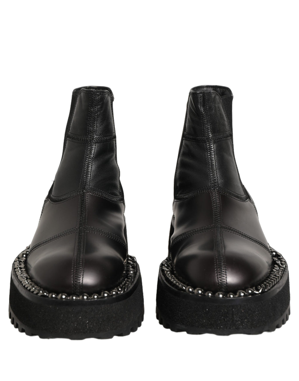 Black Leather Slip On Chelsea Boots Shoes
