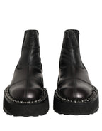 Black Leather Slip On Chelsea Boots Shoes