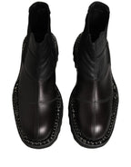 Black Leather Slip On Chelsea Boots Shoes