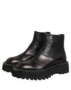 Black Leather Slip On Chelsea Boots Shoes