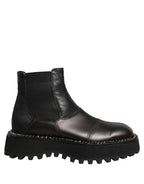 Black Leather Slip On Chelsea Boots Shoes
