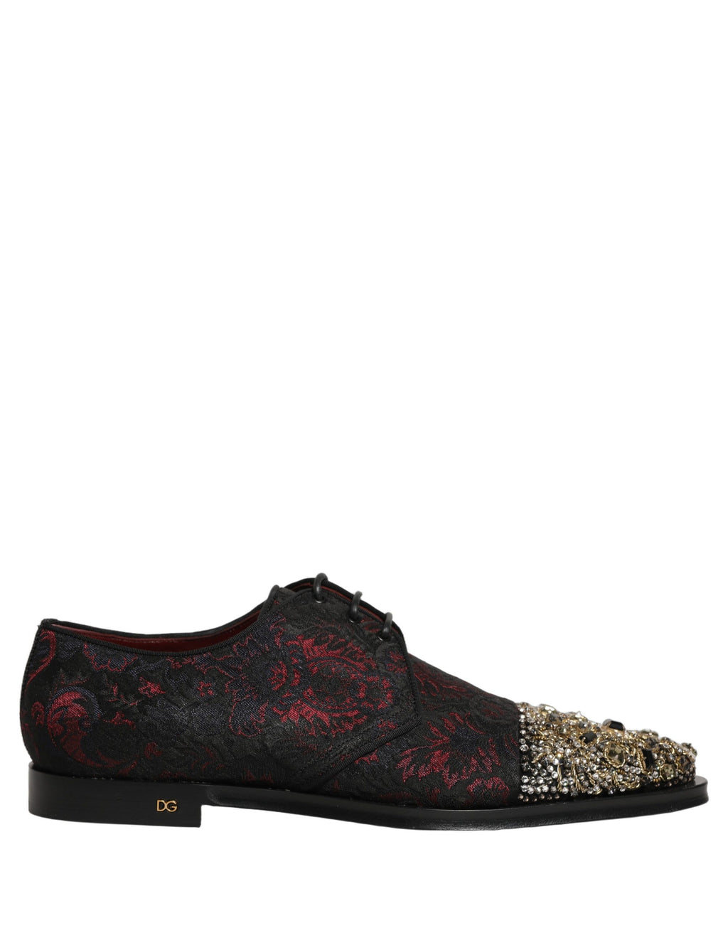 Black Red Embellished Derby Dress Formal Shoes