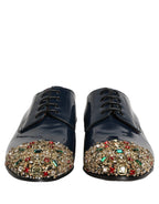 Blue Embellished Men Derby Dress Formal Shoes