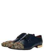 Blue Embellished Men Derby Dress Formal Shoes