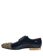 Blue Embellished Men Derby Dress Formal Shoes
